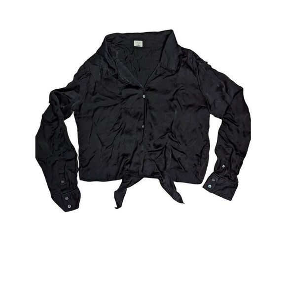 Aritzia Wilfred tie-front satin crop top blouse Medium - Picture 1 of 6